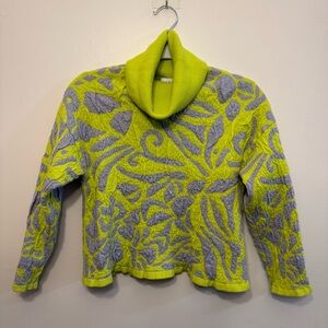 Tanya Taylor Jessie Floral Knit Turtleneck Sweater Size M